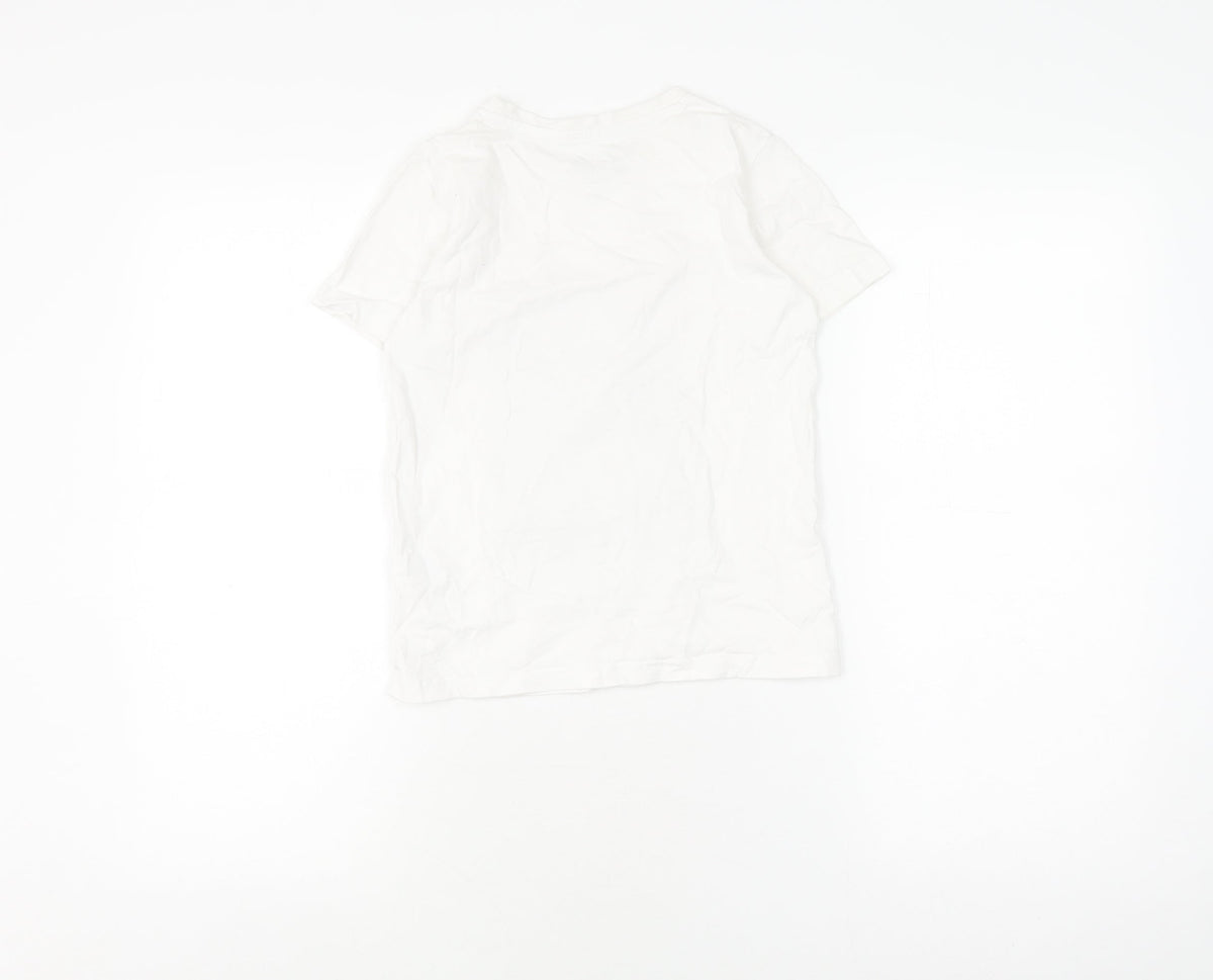 Back view of Barbie girls’ white t-shirt 7-8 years, graphic print jersey