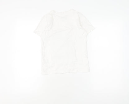 Back view of Barbie girls’ white t-shirt 7-8 years, graphic print jersey