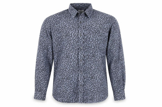 Next Men's Blue Geometric Shirt M Long Sleeve Collared