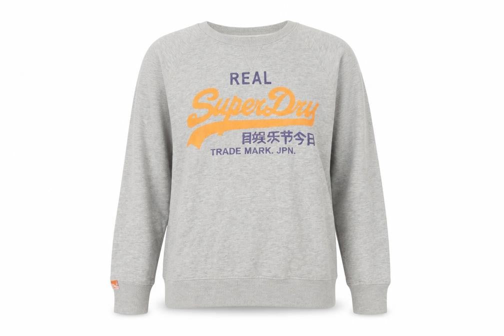 Superdry Grey Unisex Logo Pullover Sweatshirt L