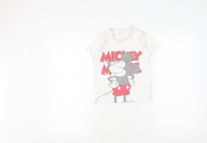 Front view of Disney girls’ white mickey mouse graphic t-shirt 5-6 years