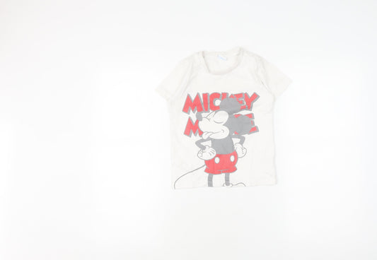 Disney Girls White Mickey Mouse Graphic T-Shirt 5-6 Years