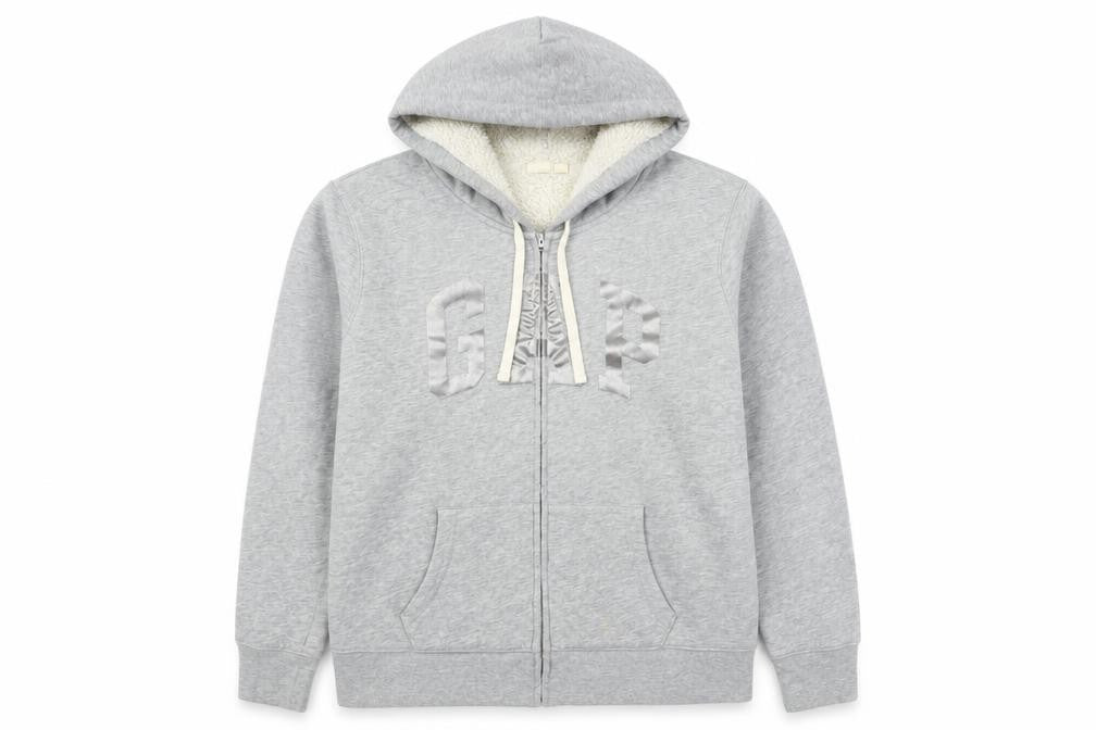 GAP Women's Grey Hooded Jacket, Size L, Casual Logo