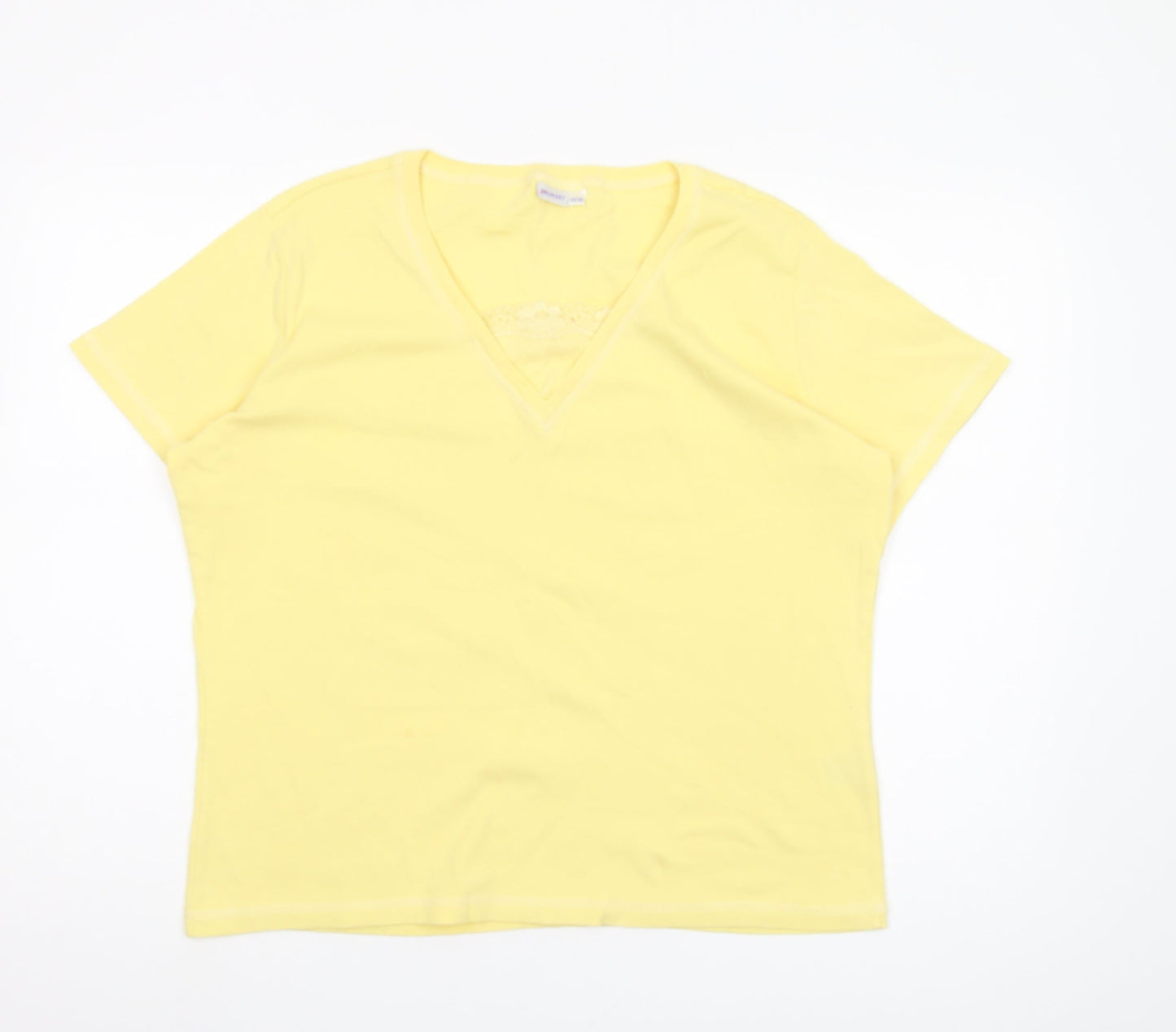 Damart Women's Yellow V-Neck T-Shirt Size M