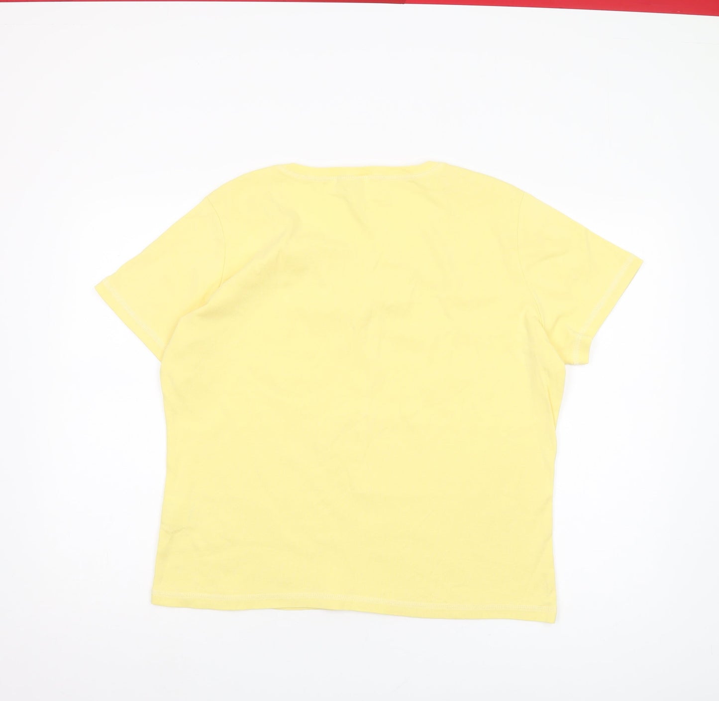 Damart Women's Yellow V-Neck T-Shirt Size M