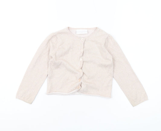The Little White Company Girls Beige Cardigan, Size 2-3 Years