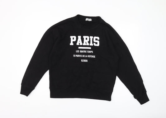 Pull&Bear Women's Black Pullover Sweatshirt S