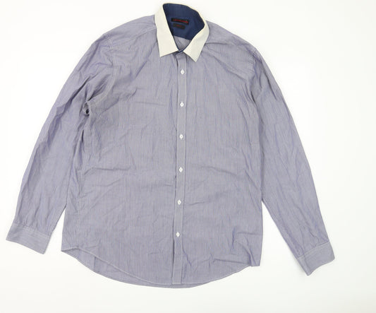 Red Herring Men's Blue Slim Fit Long Sleeve Shirt