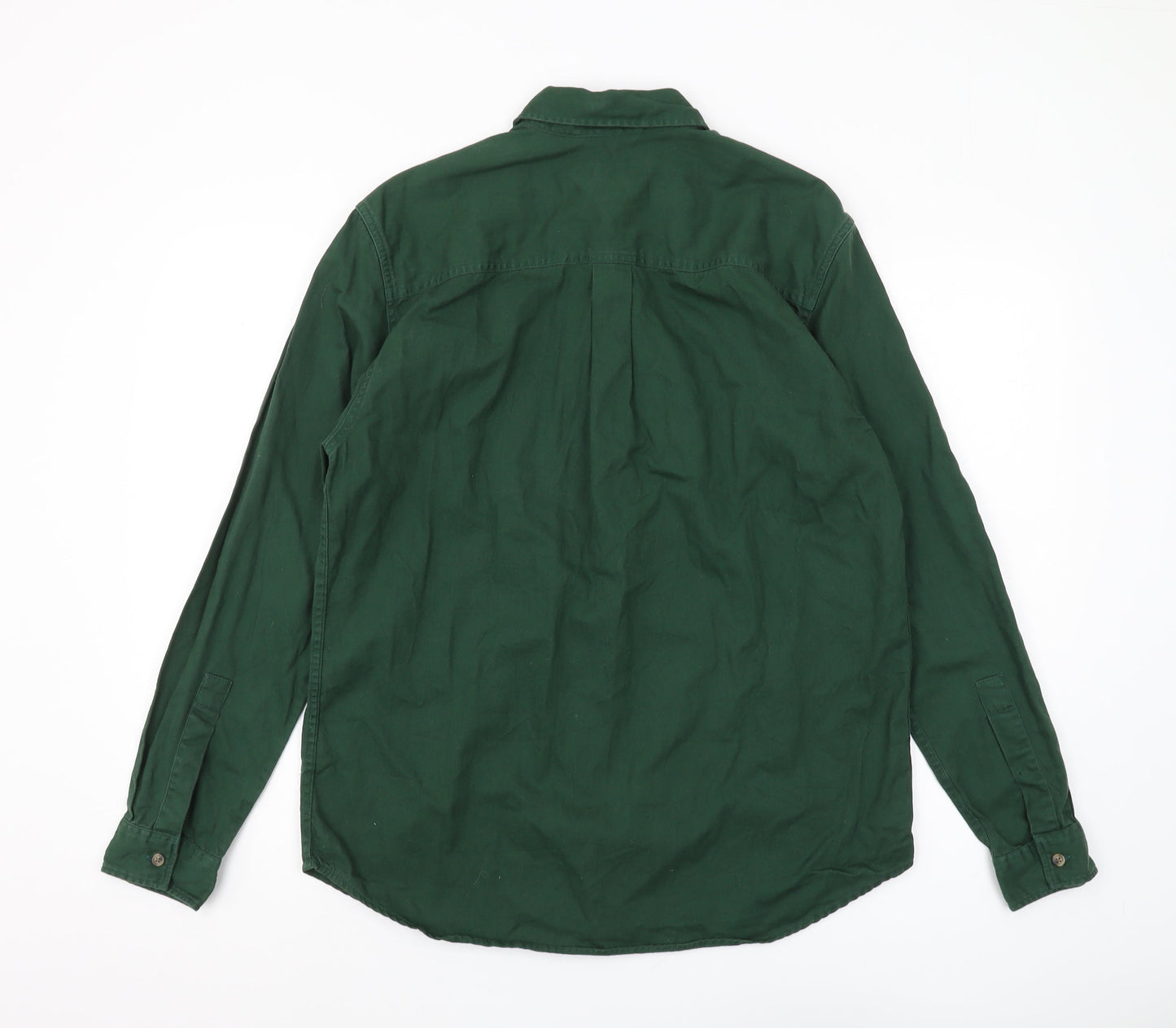 Urban Outfitters Men's Green Cotton Button-Up Shirt S