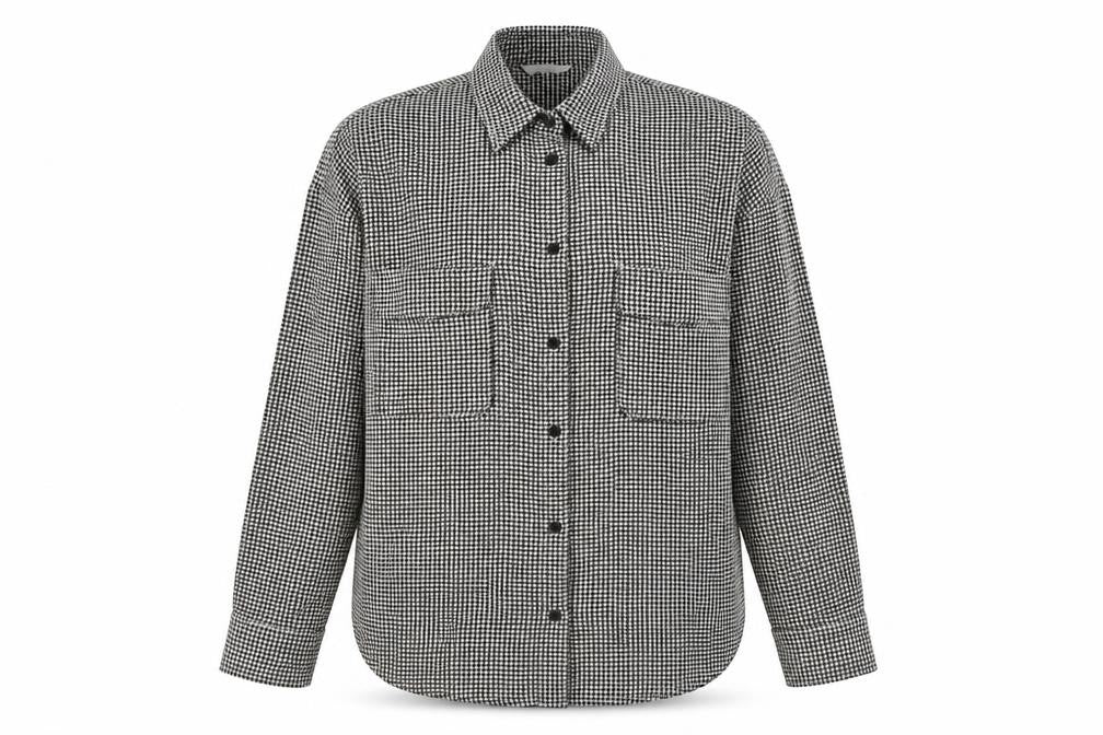 H&M Men's M Black White Geometric Long Sleeve Shirt