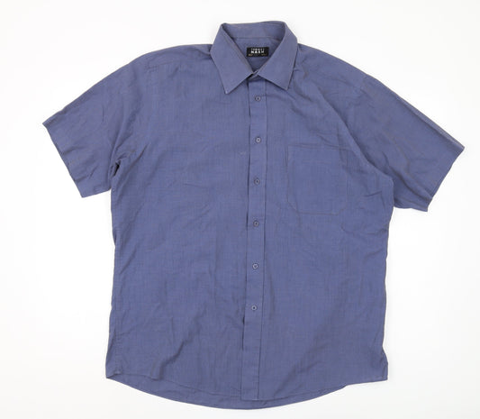 Thomas Nash Men's Blue Regular Fit Short Sleeve Shirt