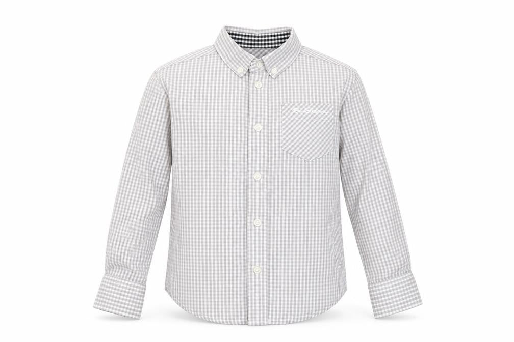 Ben Sherman Boys Grey Check Button-Up Shirt 3-4 Years