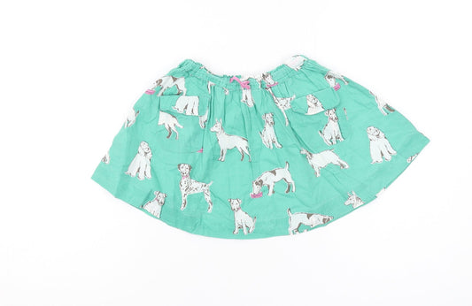 Mini Boden Girls' Green Animal Print A-Line Skirt, 18-24 Months