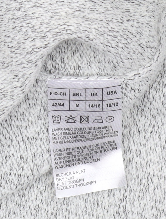 Damart Women's Grey Pullover Jumper M V-Neck 3/4 Sleeve