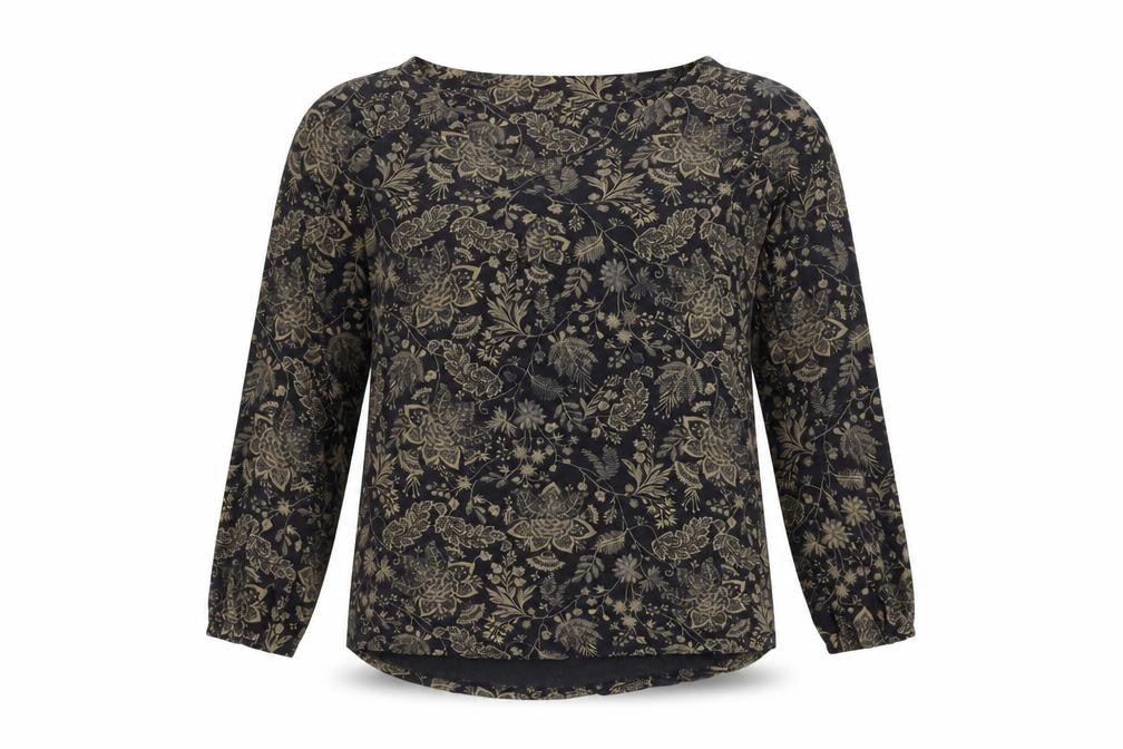 Fat Face Women's Black Floral Tunic Blouse, Size 10