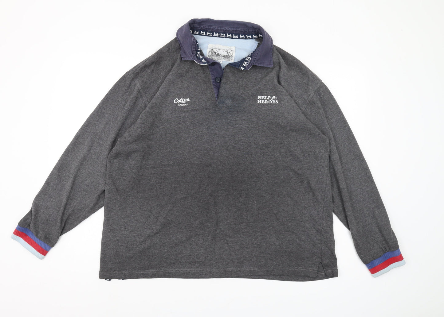 Cotton Traders Men's Grey XL Henley Sweatshirt
