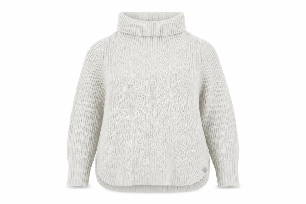 Regatta Women's Ivory Roll Neck Cable-Knit Pullover Jumper Size 12