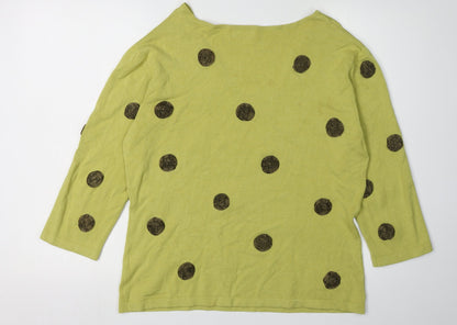 Back view of Kaliko Women's Green Polka Dot V-Neck Jumper