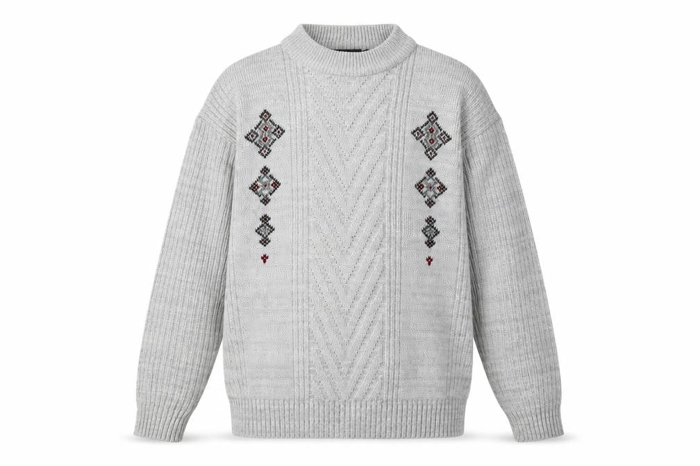 Tootal Men's Grey Pullover Jumper, Size L, Cable-Knit