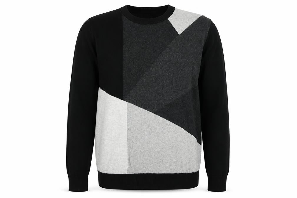 Next Men's Black Geometric Pullover Jumper, Size L