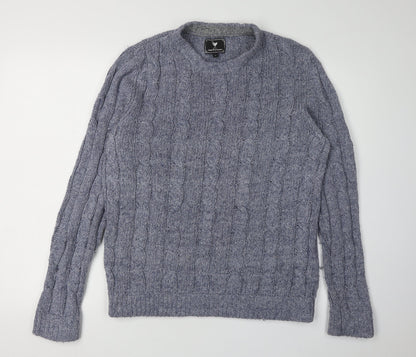 John Partridge Men's Grey Cable Knit Pullover Jumper