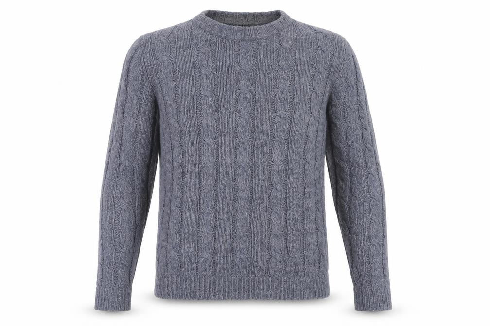 John Partridge Men's Grey Cable Knit Pullover Jumper
