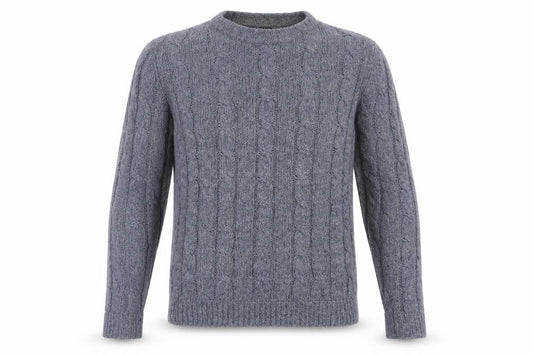 John Partridge Men's Grey Cable Knit Pullover Jumper