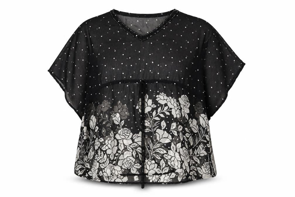 Classics Black Floral Tunic Blouse, Women’s Plus Size 20