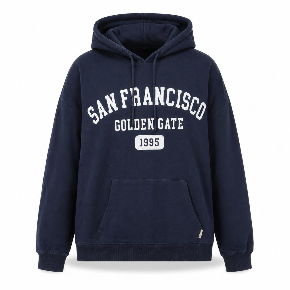 MNG Unisex Blue Pullover Hoodie M Logo Graphic
