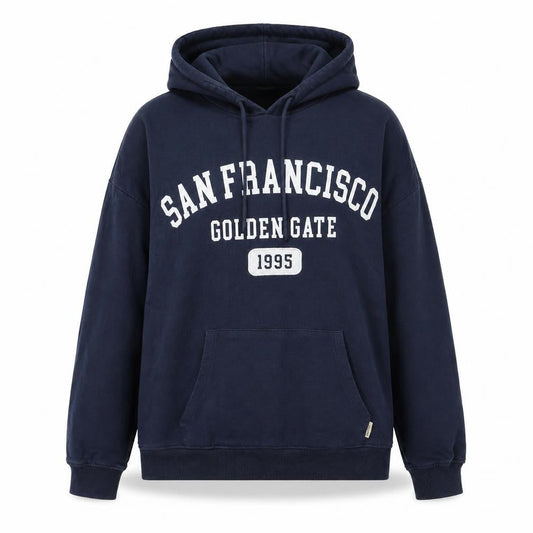 MNG Unisex Blue Pullover Hoodie M Logo Graphic