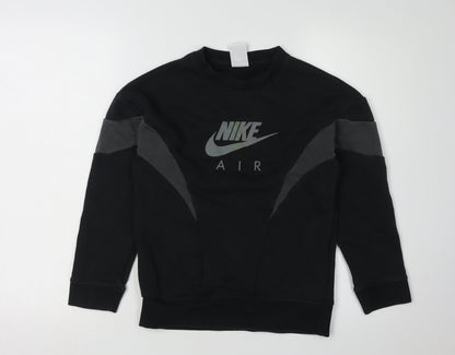 Additional front view of Nike boys’ black sweatshirt, size S, sports pullover top