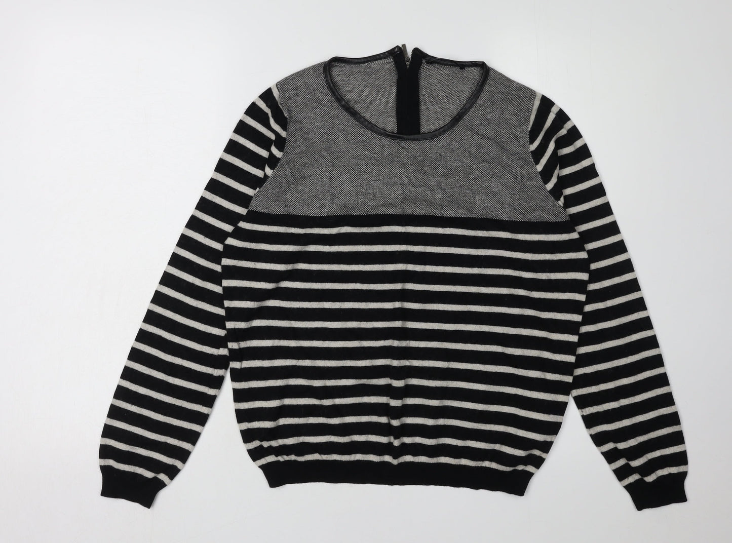 Marks and Spencer Women's Black Striped Pullover Jumper