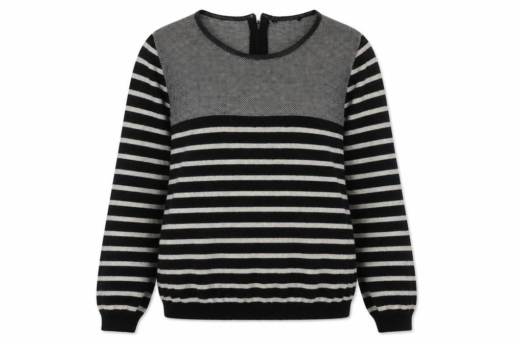 Marks & Spencer Women's Black Striped Pullover Jumper