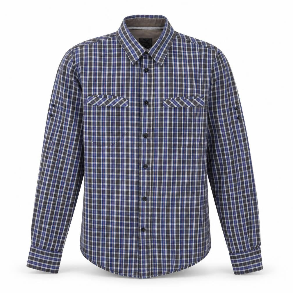 Bershka Men's Blue Check Long Sleeve Shirt M