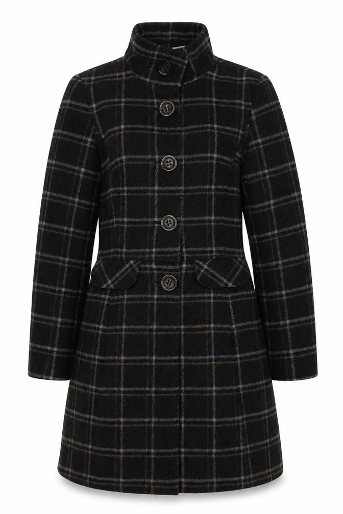 Clockhouse Women's Wool Check Pea Coat, Size 12