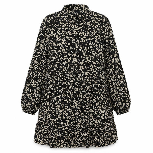 New Look Women's Black Animal Print Shirt Dress Size 14
