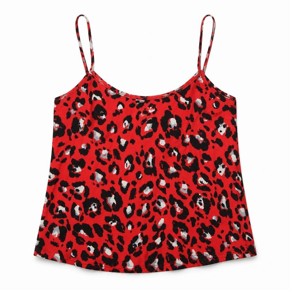 New Look Women’s Red Animal Print Camisole Tank, Size 14