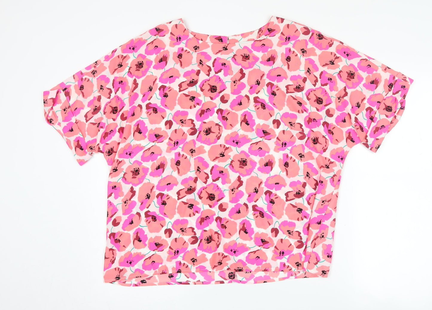 Warehouse Women's Pink Floral T-Shirt UK 16