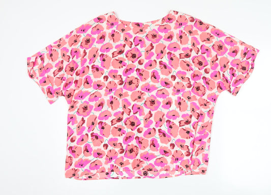 Warehouse Women's Pink Floral T-Shirt UK 16