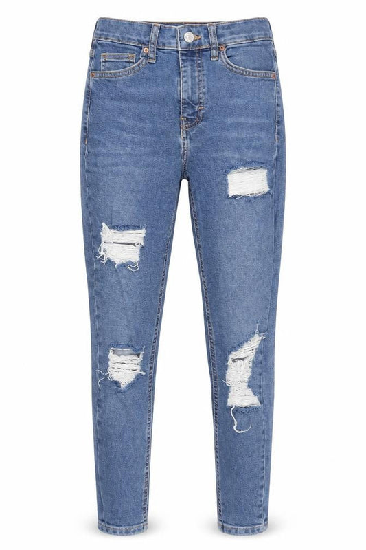 Topshop Women's Blue Distressed Skinny Jeans - Size 9