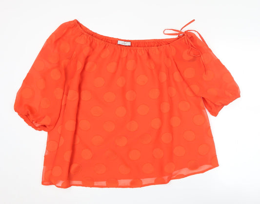 M&S Women's Orange Polka Dot Blouse Size 14