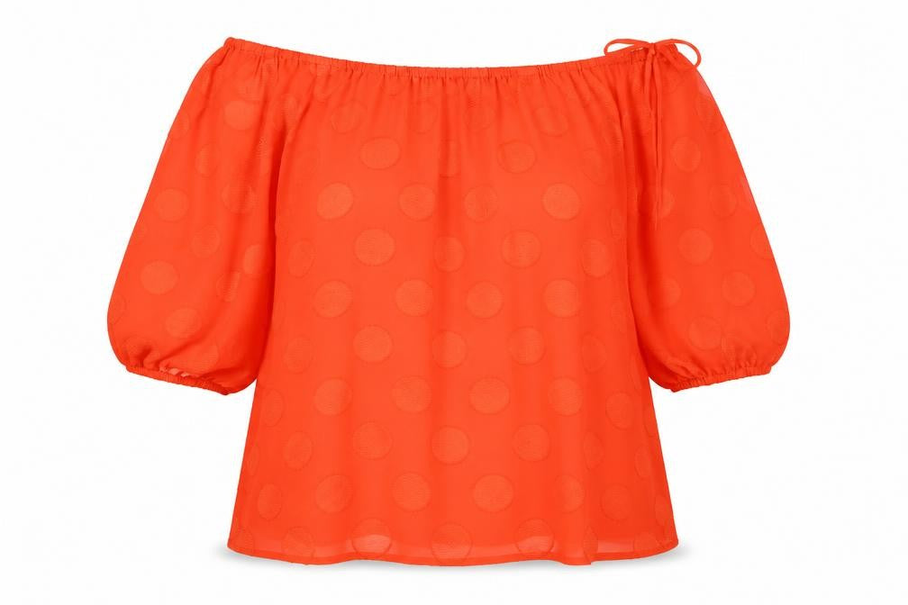 Marks & Spencer Women's Orange Polka Dot Blouse Size 14