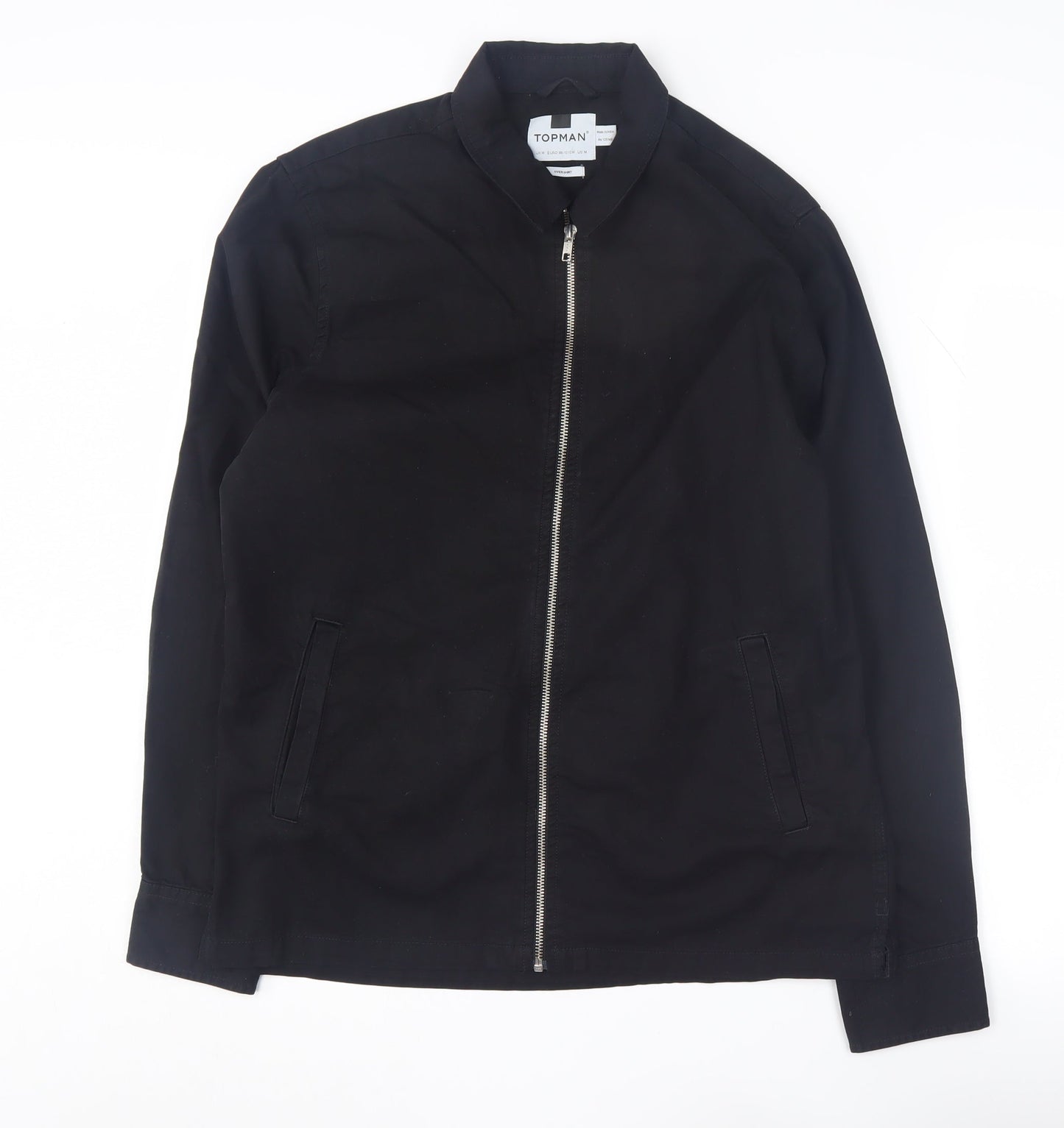 Topman Men's Black Cotton Mid-Length Jacket M