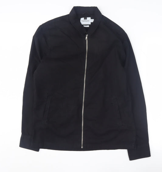 Topman Men's Black Cotton Mid-Length Jacket M