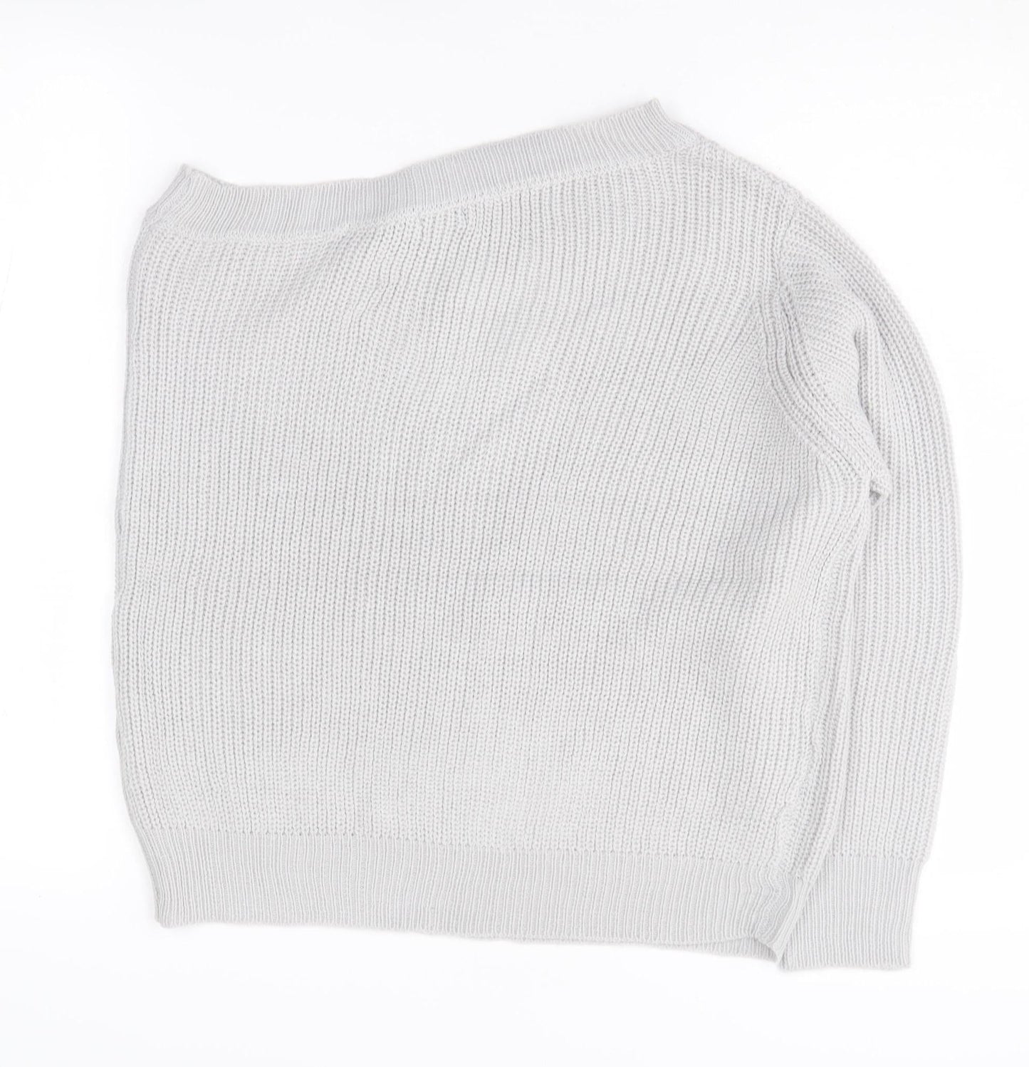 Nasty Gal Women's Ivory Chunky Knit Boat Neck Jumper Size S