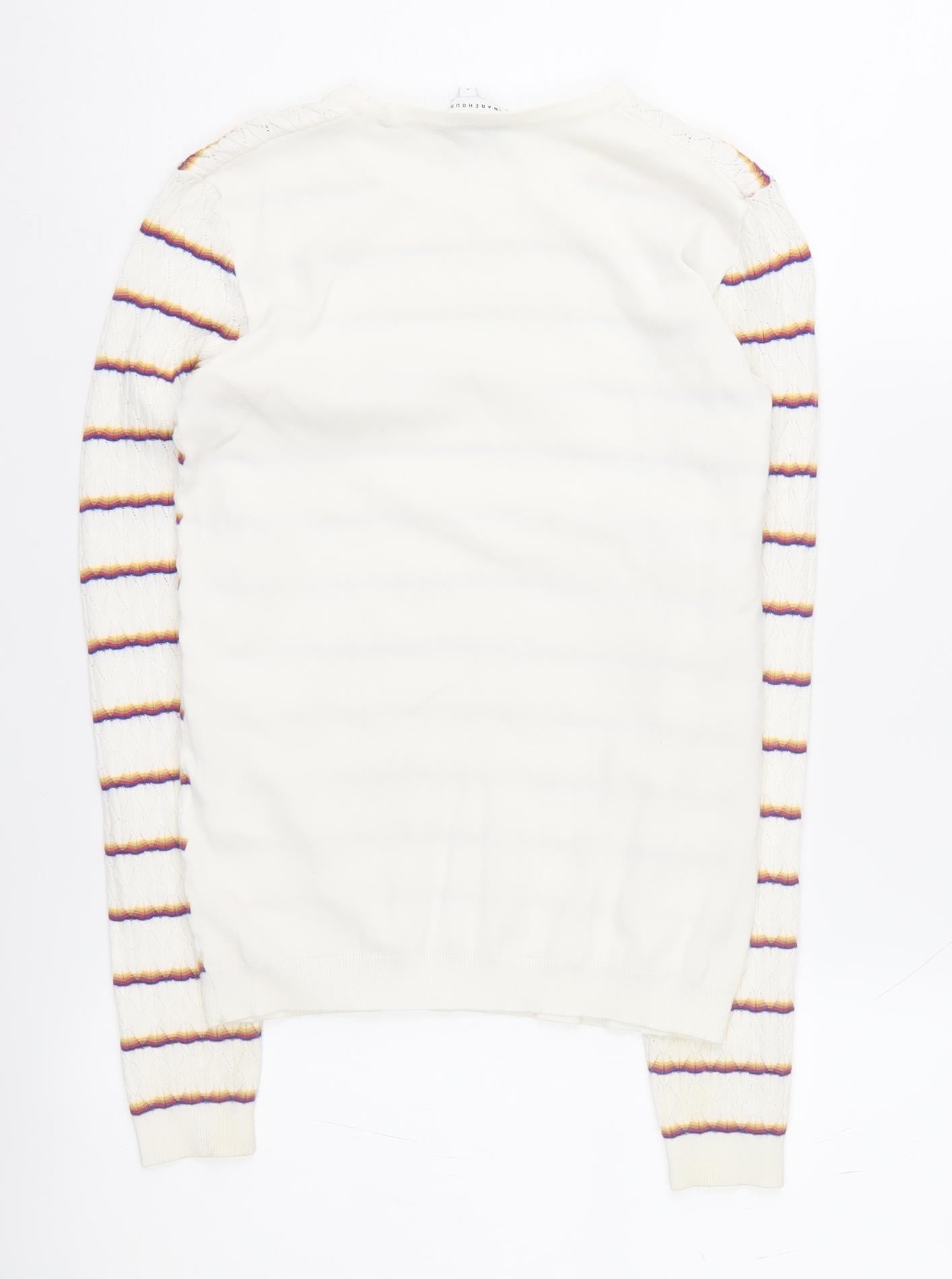 Warehouse Women's Multicoloured Striped Pullover Jumper Size 6