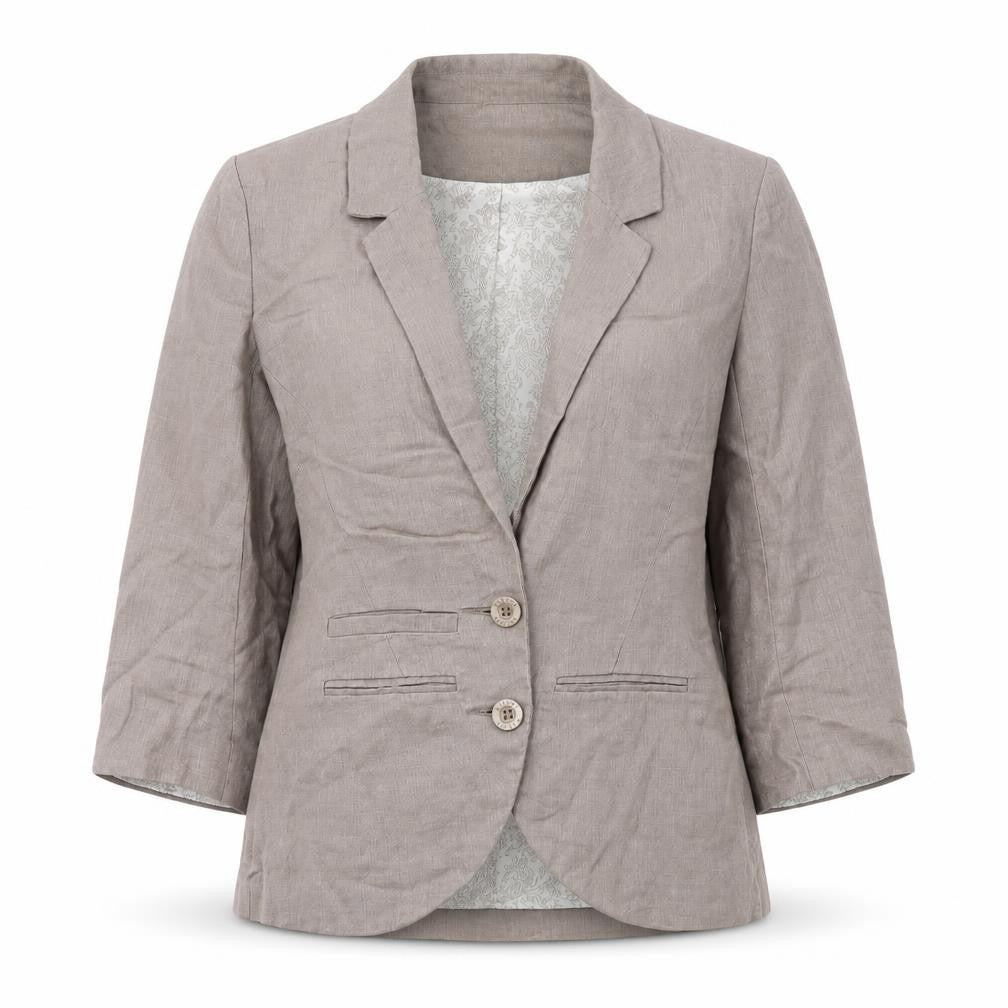 Malvin Women's Brown Linen Blazer Size 12 Single-Breasted