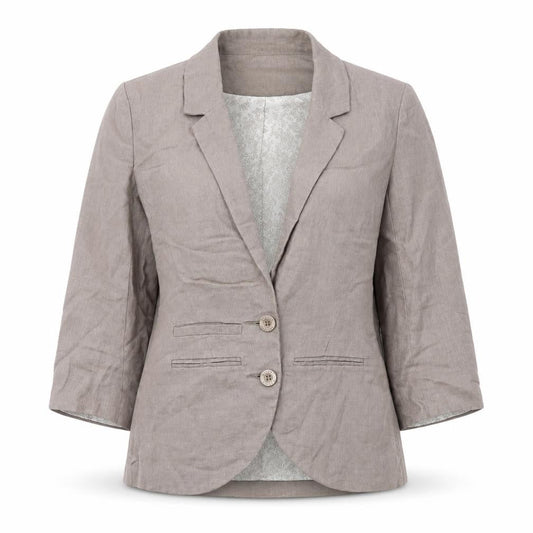 Malvin Women's Brown Linen Blazer Size 12 Single-Breasted