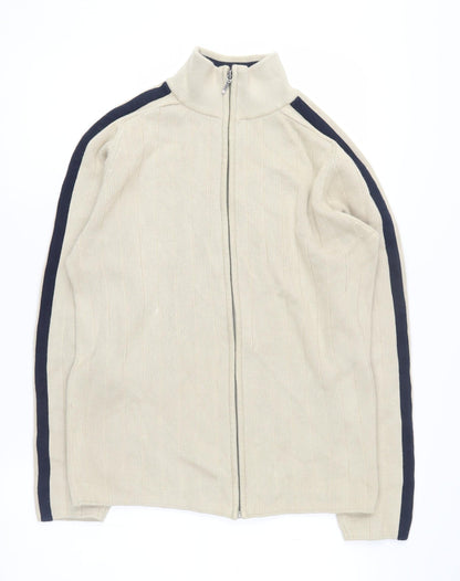 Next Men's Beige Full Zip High Neck Jumper S