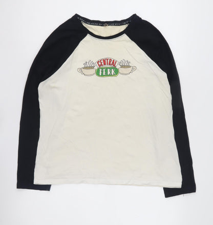 Additional front view of Friends girls’ t-shirt 12-14 yrs black ivory central perk long sleeve